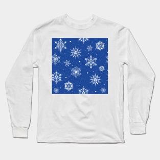 Christmas Folk Snowflakes2 Blue Long Sleeve T-Shirt